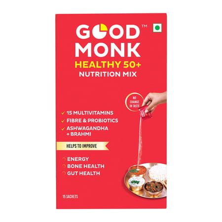 Good Monk Healthy 50+ Nutrition Mix | To Improve Energy | Bone & Gut Health | 15 Sachets