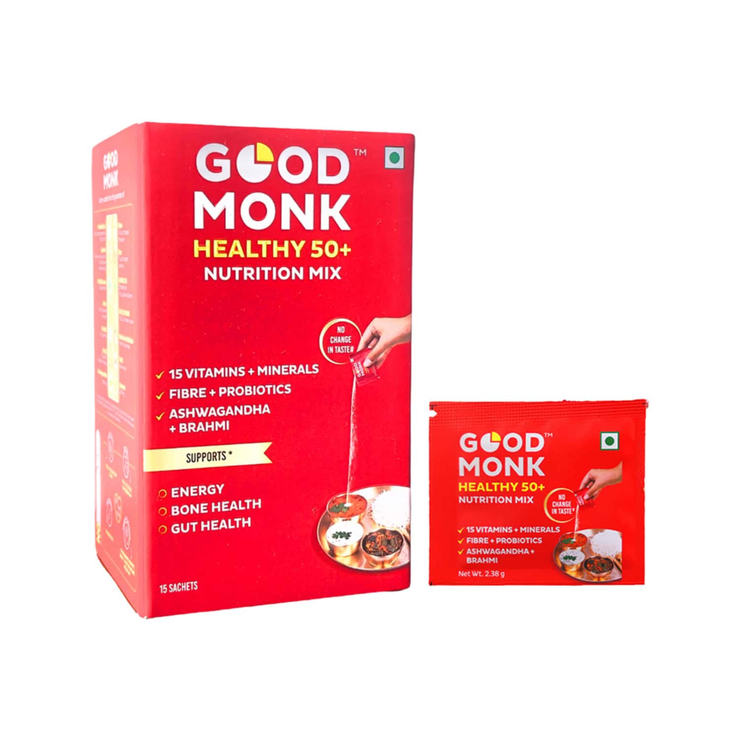Good Monk Healthy 50+ Nutrition Mix | To Improve Energy | Bone & Gut Health | 15 Sachets