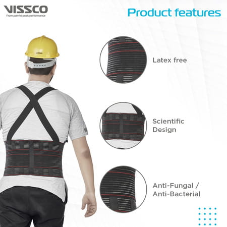 Vissco Industrial Back Support For Lifting Heavy Material/Goods - Large (Black)