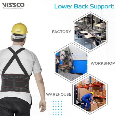 Vissco Industrial Back Support For Lifting Heavy Material/Goods - Large (Black)