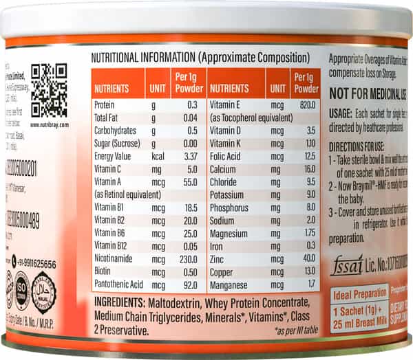 Braymil Hmf Human Milk Fortifier Sachets - 1Gm Each (20 Sachets)