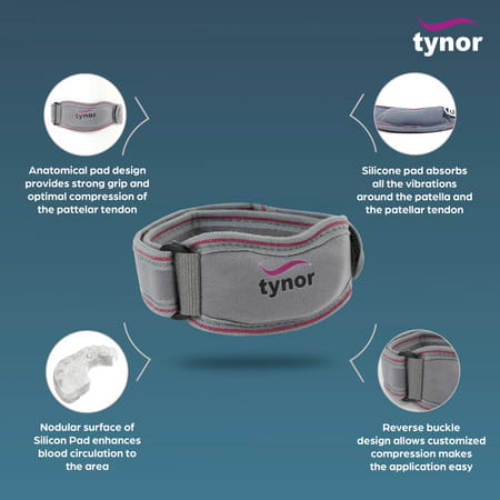 Tynor Patellar Support Grey Universal Size 1 Unit
