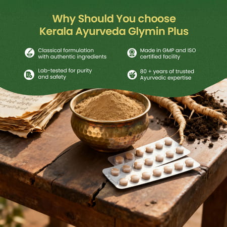 Kerala Ayurveda Glymin Plus Tablet | Diabetes Control Ayurvedic Medicine | 10X10 Tablets