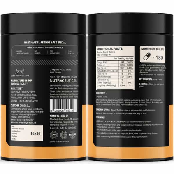 Myfitfuel L-Arginine Alpha-Ketoglutarate (Aakg) (2000 Mg) (180 Tablets)| Amino Acid