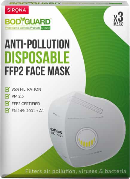 Bodyguard N95 + Pm2.5 Ffp2 Anti Pollution Face Mask With 5 Layers Protection - Pack Of 3