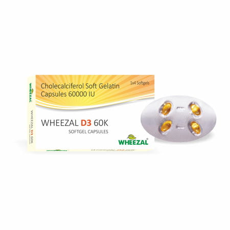 Wheezal D3 60k Strip Of 4 Softgel Capsules