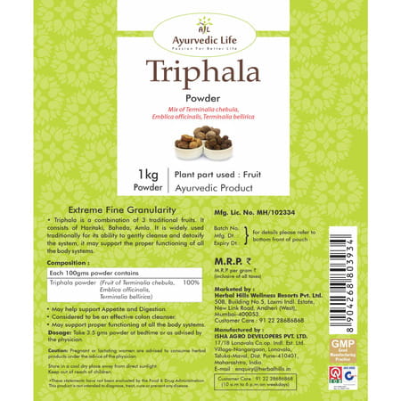 Ayurvedic Life Triphala Powder 1 Kg Sage 1000 Gram