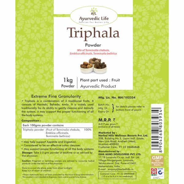 Ayurvedic Life Triphala Powder 1 Kg Sage 1000 Gram