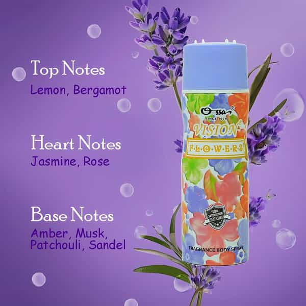 Ossa Vision Flowers Body Spray | Musky | Floral And Citrusy Notes | For Women | 200Ml
