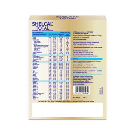 Shelcal Total Supplement With Your Daily Nutrition Dark Chocolate Flavour Box 200 Gm