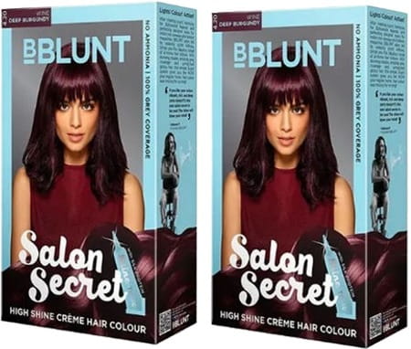 Bblunt Salon Secret High Shine Creme Hair Colour - Wine Deep Burgundy 4.20 Combo