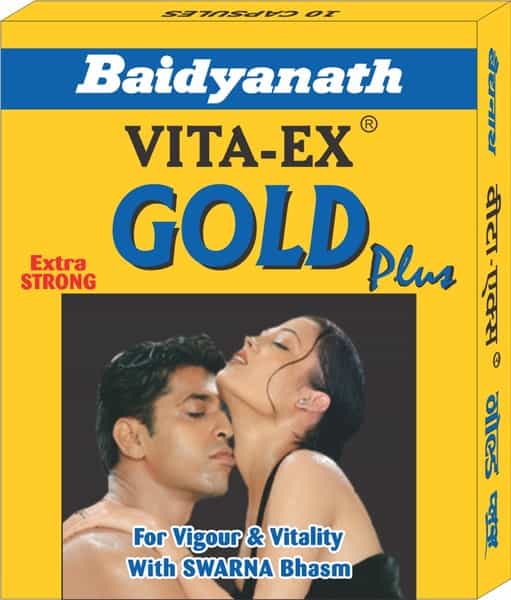 Baidyanath Vita Ex Gold Plus For Vigor & Vitality | Swarna Bhasma | Bottle | Capsules | 10 No's