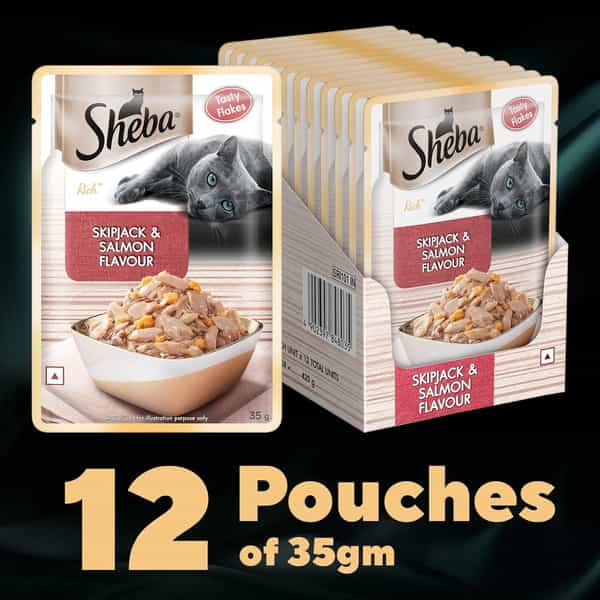 Sheba Rich Premium Adult (1+ Years) Wet Cat Food | Skipjack & Salmon Flavour | 12 X 35 G
