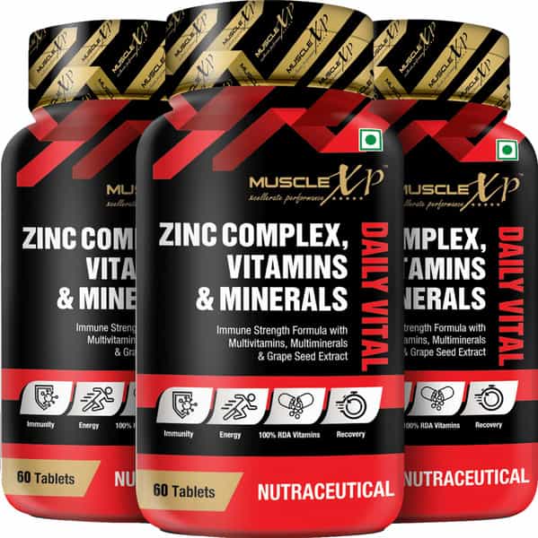 Musclexp Zinc Complex Vitamins & Minerals Daily Vital 60 Tablets (Pack Of 3)