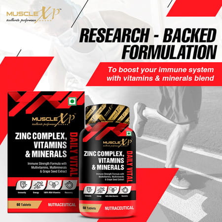 Musclexp Zinc Complex Vitamins & Minerals Daily Vital 60 Tablets (Pack Of 3)