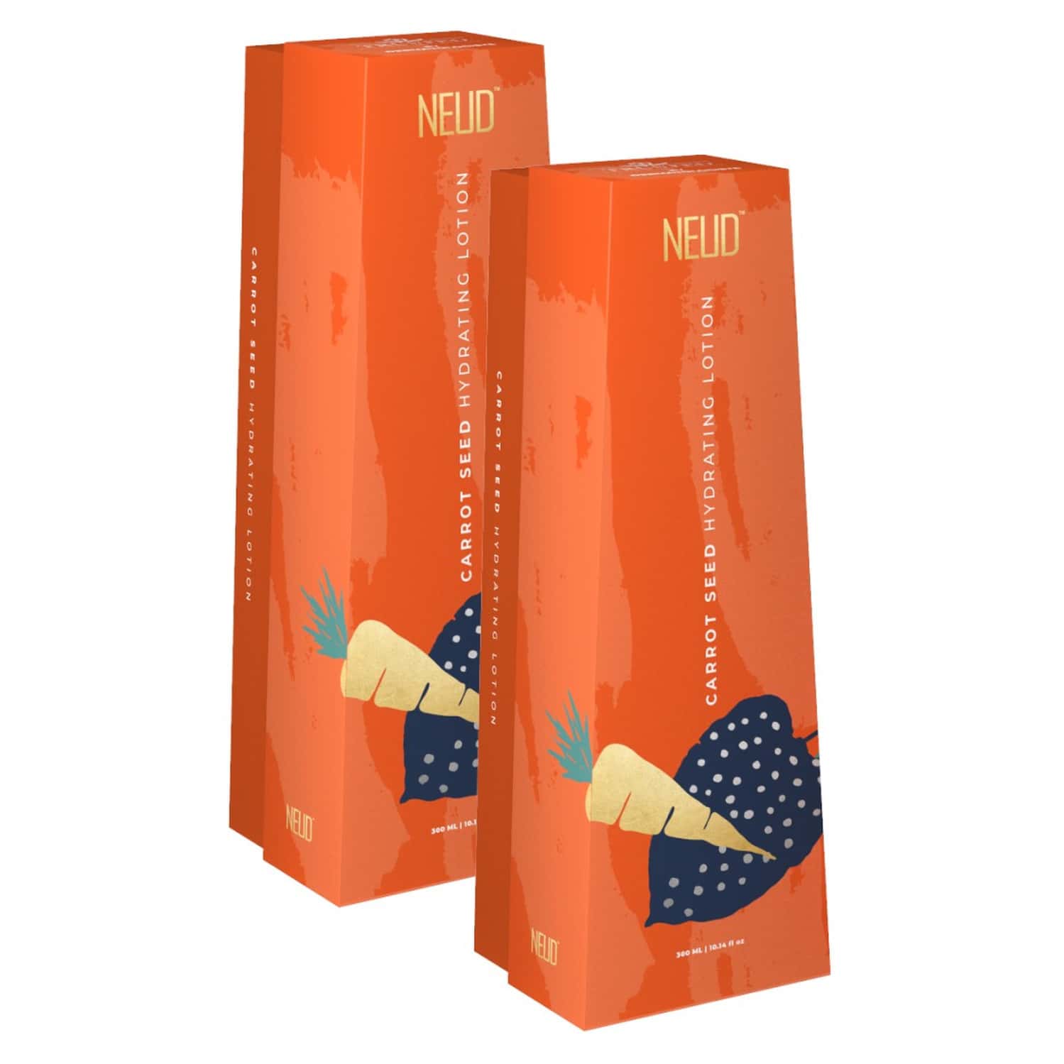 Neud Carrot Seed Premium Hydrating Lotion For Men & Women - 2 Packs (300ml Each)