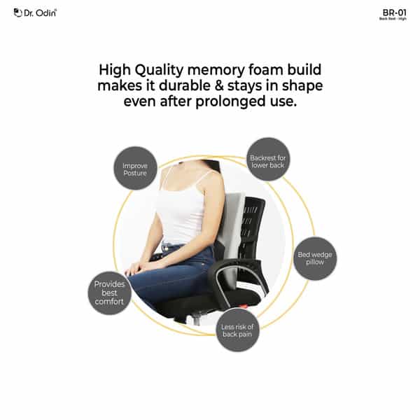 Dr. Odin Back Rest High - Ergonomic Lumbar Support Cushion | Superior Comfort & Posture Correction