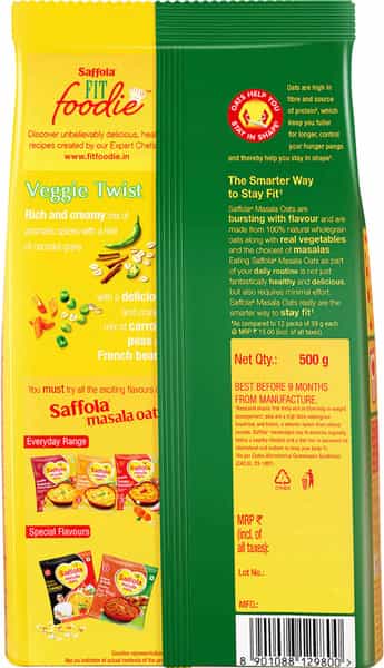 Saffola Masala Oats Tasty Evening Snack Veggie Twist 500 Gm