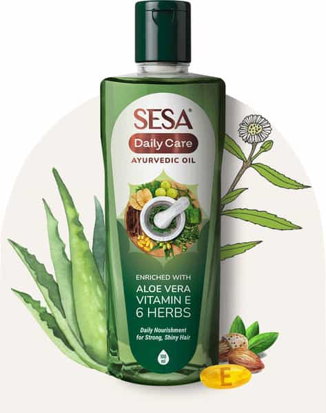 Sesa Daily Care Light Ayurvedic Oil - Aloe Vera Vitamin E & 6 Ayurvedic Herbs - 100 Ml