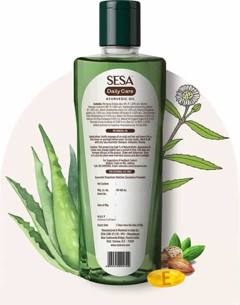 Sesa Daily Care Light Ayurvedic Oil - Aloe Vera Vitamin E & 6 Ayurvedic Herbs - 100 Ml