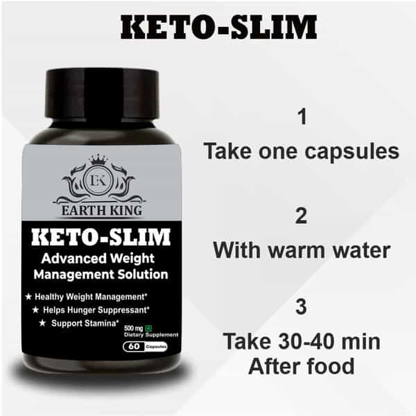 Earth King Keto Slim Advanced Weight Loss & Appetite Suppressant Supplement|500Mg 60 Capsules|Unisex