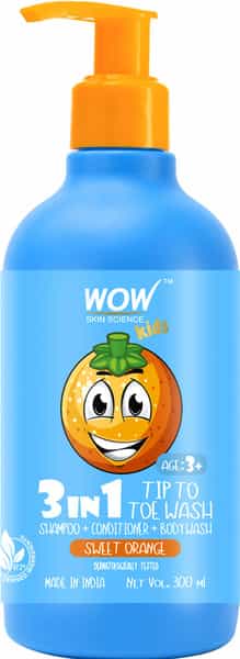 Wow Skin Science Kids 3 In 1 Tip To Toe Wash - 300 Ml Sweet Orange