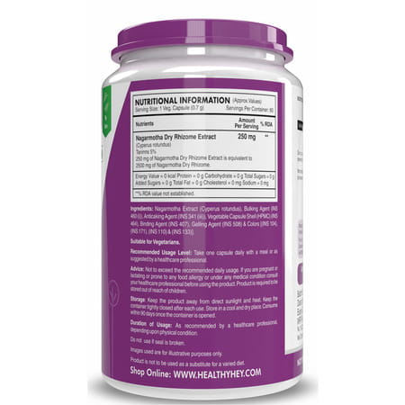 Healthyhey Nutrition Nagarmotha Dry Extract 10:1 60 Vegetable Capsules