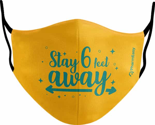 Pharmeasy-Don't Take It Easy - Stay 6 Feet Away- 3 - Layer Cotton Mask