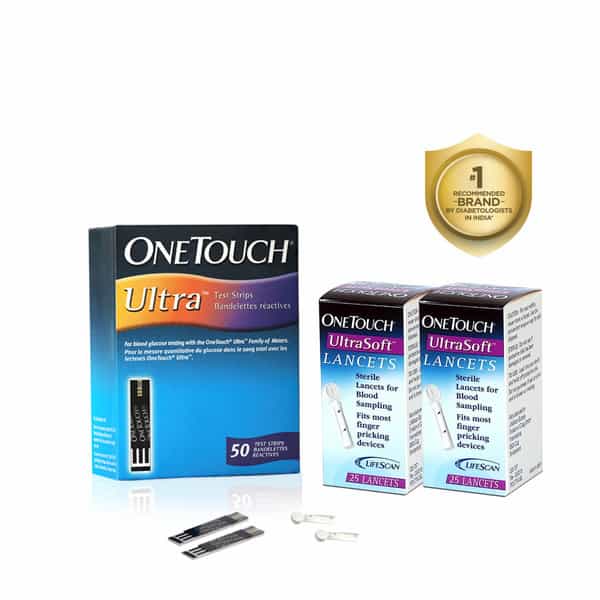 Onetouch Ultra Test Strips | Pack Of 50 Strips With 50 Onetouch Ultrasoft Lancets