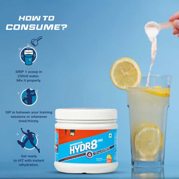 Muscleblaze Sports Hydr8 Pro Powder | 950 Mg Electrolytes | Instant Rehydration (Lemon Lime | 300G)