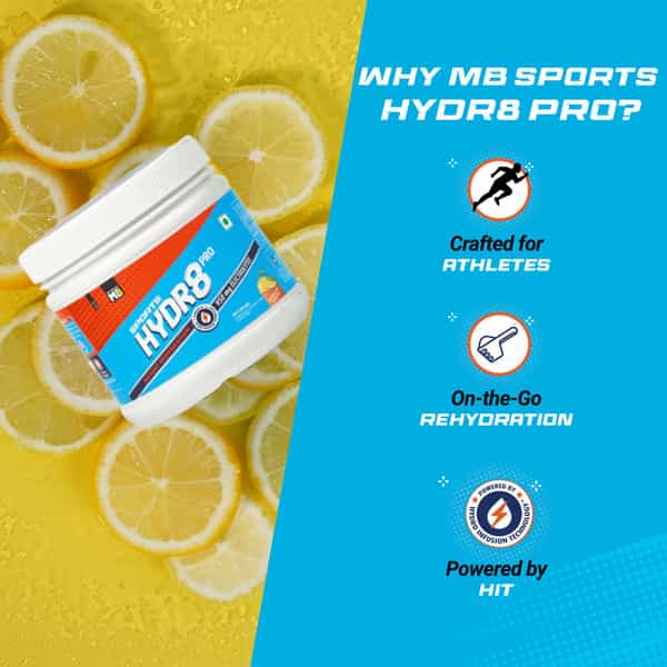 Muscleblaze Sports Hydr8 Pro Powder | 950 Mg Electrolytes | Instant Rehydration (Lemon Lime | 300G)
