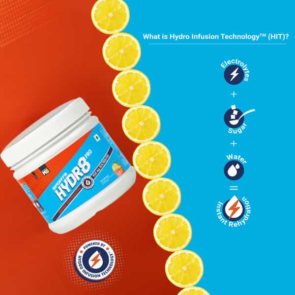 Muscleblaze Sports Hydr8 Pro Powder | 950 Mg Electrolytes | Instant Rehydration (Lemon Lime | 300G)