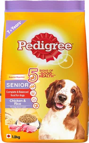 Pedigree Senior (7+ Years) Dry Dog Food Food- Chicken & Rice 1.2Kg Pack