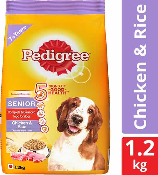 Pedigree Senior (7+ Years) Dry Dog Food Food- Chicken & Rice 1.2Kg Pack