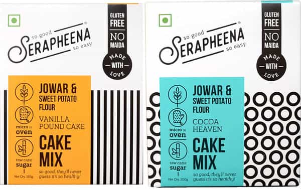 Serapheena Cake Mix |Jowar And Sweet Potato Flour (Chocolate-200G &Vanilla-185G Pack Of 2)