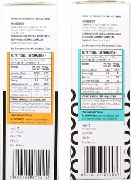 Serapheena Cake Mix |Jowar And Sweet Potato Flour (Chocolate-200G &Vanilla-185G Pack Of 2)