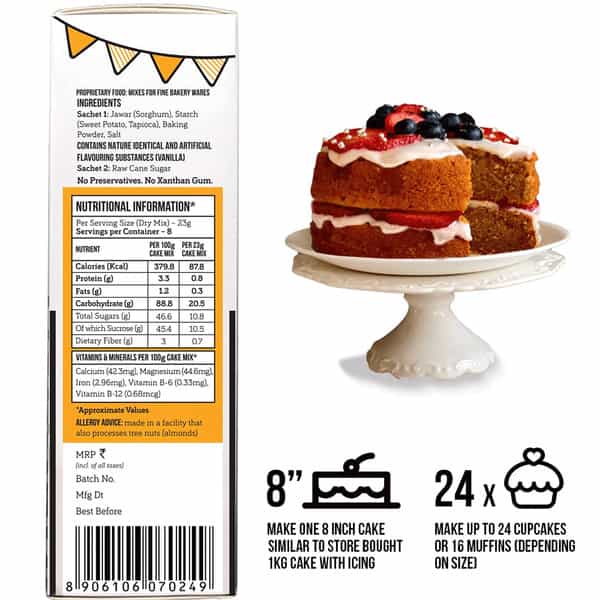 Serapheena Cake Mix |Jowar And Sweet Potato Flour (Chocolate-200G &Vanilla-185G Pack Of 2)