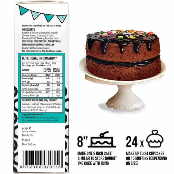 Serapheena Cake Mix |Jowar And Sweet Potato Flour (Chocolate-200G &Vanilla-185G Pack Of 2)
