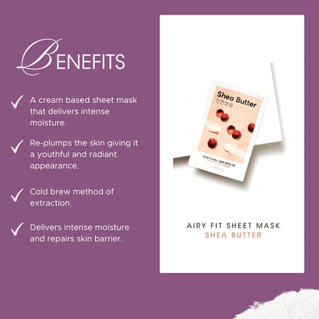 Missha Airy Fit Sheet Mask [Shea Butter] - Pack Of 5