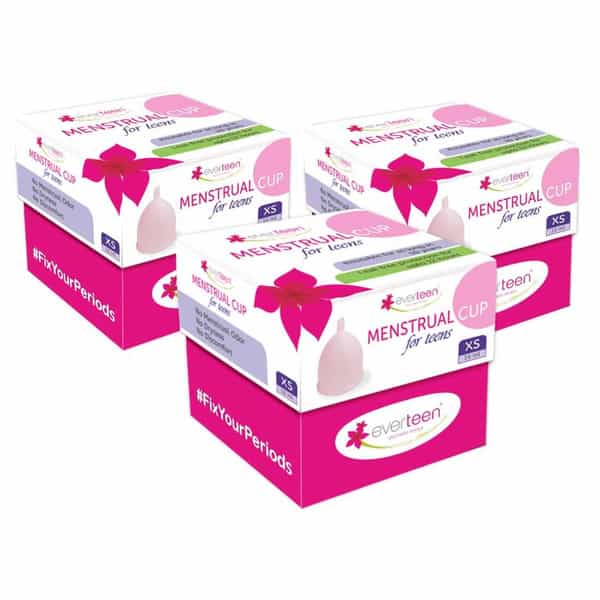 Everteen Xs Menstrual Cup (Extra Small) For Periods In Teenage Girls - 3 Packs (16Ml Capacity Each)