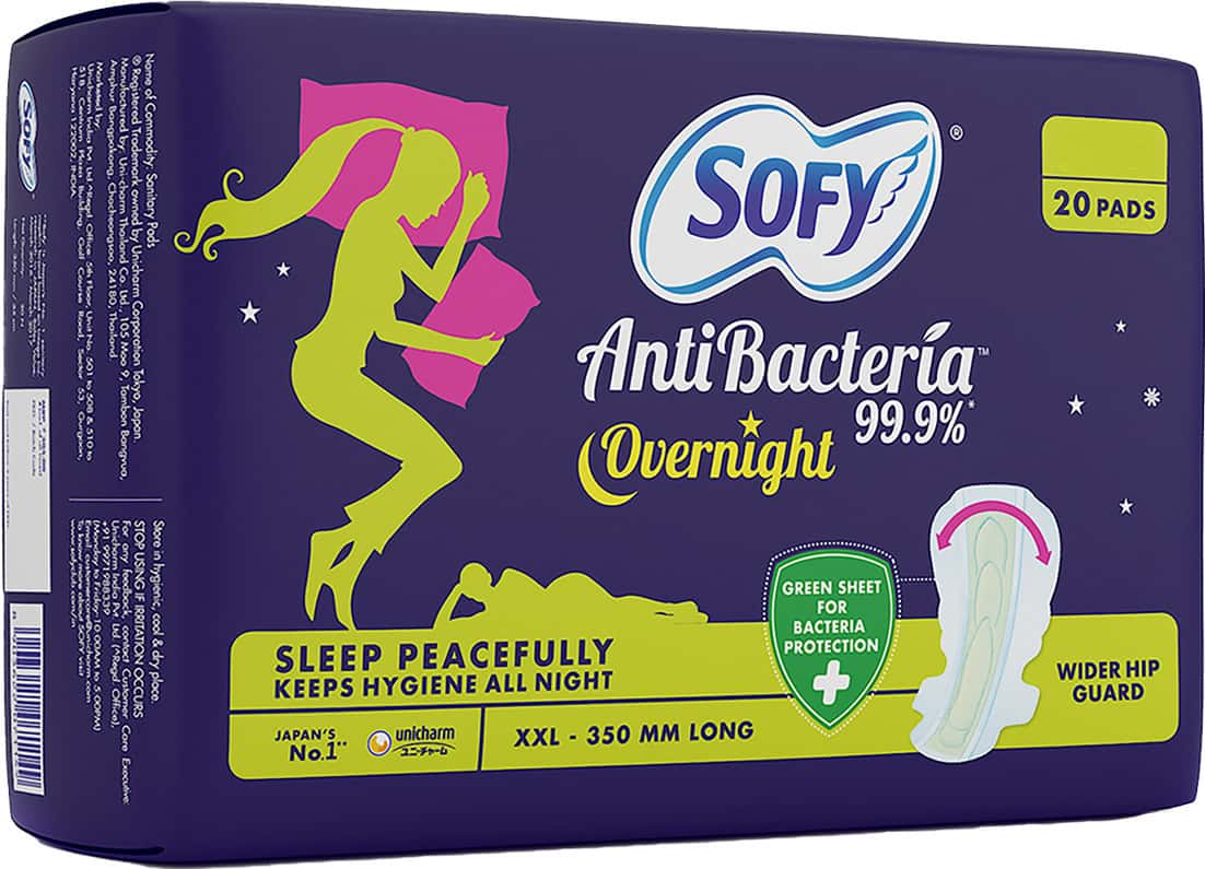 Buy SOFY ANTIBACTERIA OVERNIGHT XXL SANITARY PADS 20 PADS Online