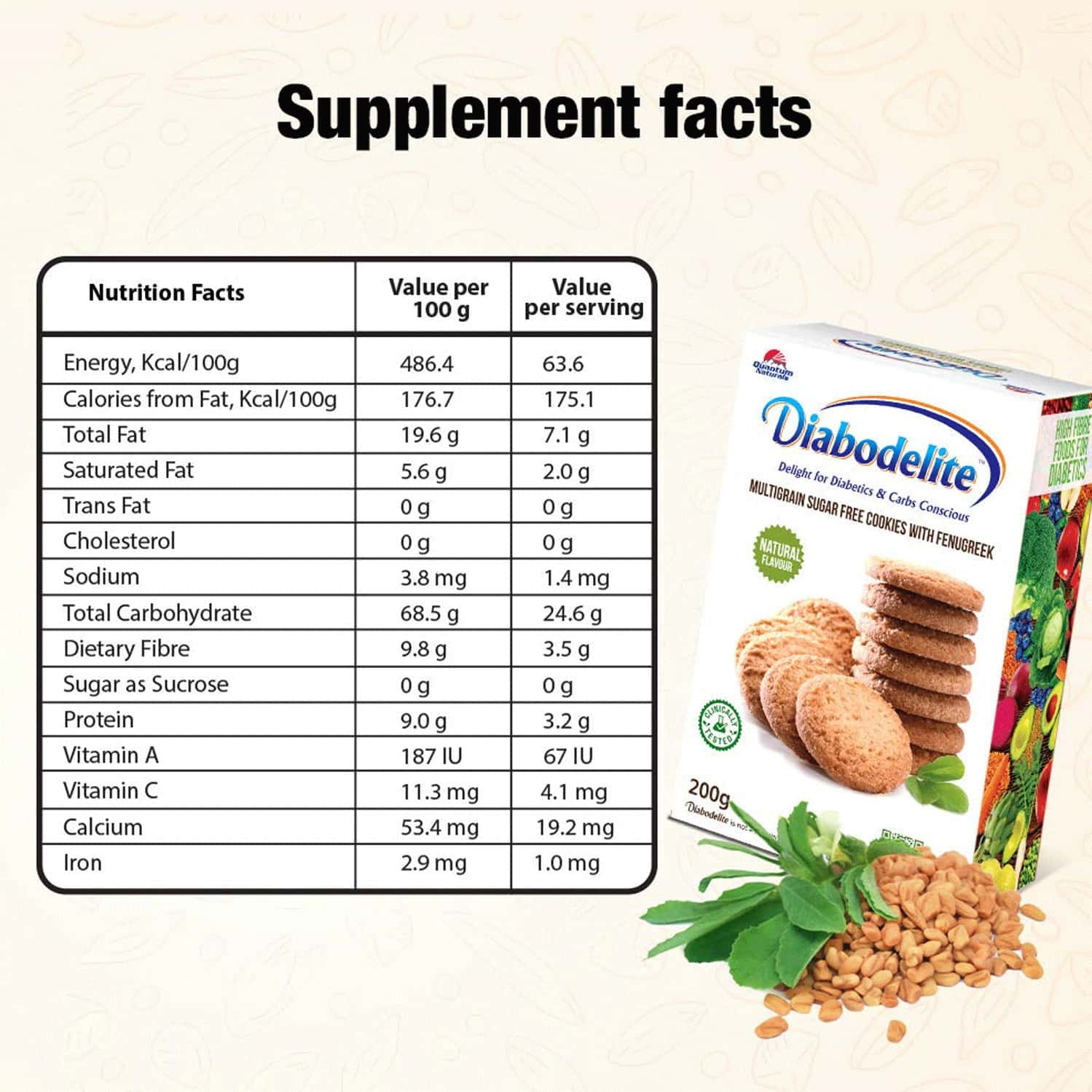 Buy QUANTUM NATURALS DIABODELITE COOKIES NATURAL FLAVOUR HERBAL