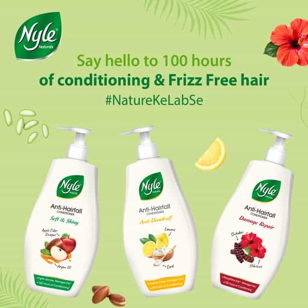 Nyle Naturals 100 Hours Conditioning Anti Dandruff Conditioner, Soothes Scalp & Manages Frizz,180Ml