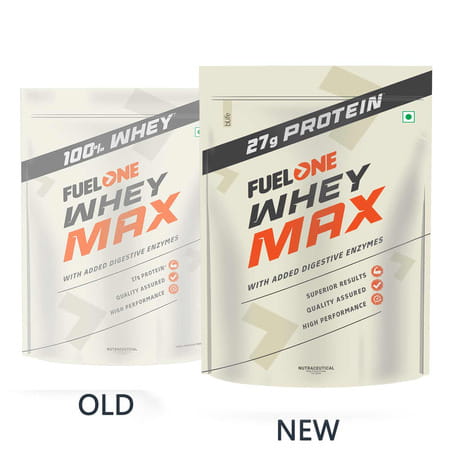 Fuelone Whey Max Protein Blend | Rich Chocolate | 1Kg (2.2Lbs) | 27G Protein Per Scoop