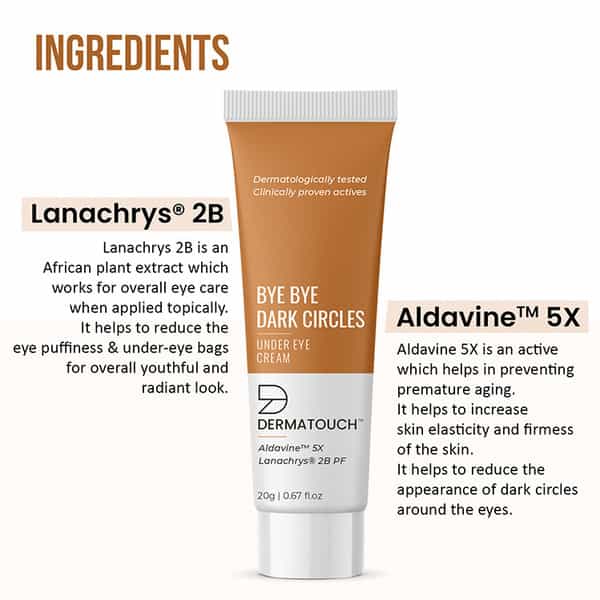 Dermatouch Bye Bye Dark Circles Under Eye Cream || Reduces Eye Puffiness | Eye Bags - 20G