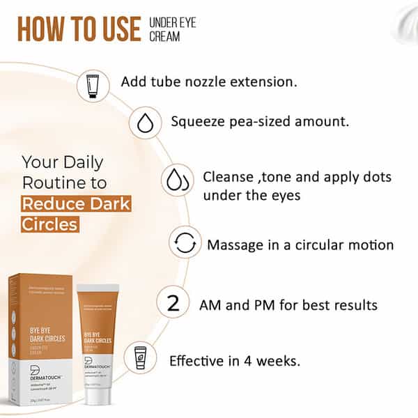 Dermatouch Bye Bye Dark Circles Under Eye Cream || Reduces Eye Puffiness | Eye Bags - 20G