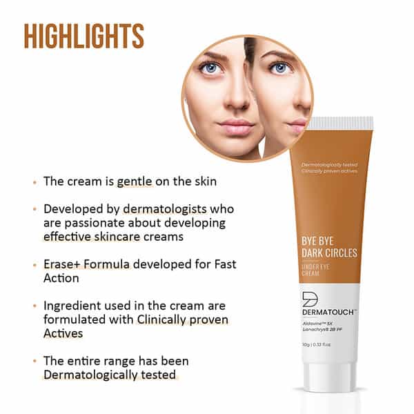 Dermatouch Bye Bye Dark Circles Under Eye Cream || Reduces Eye Puffiness | Eye Bags - 20G