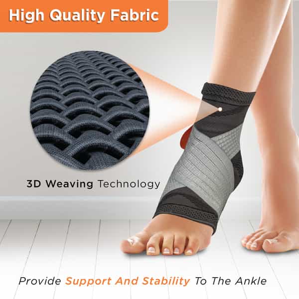 Vissco Ankler | 2 In 1 Anklet + Binder | Provides Support & Stability To The Ankle - Medium (Grey)