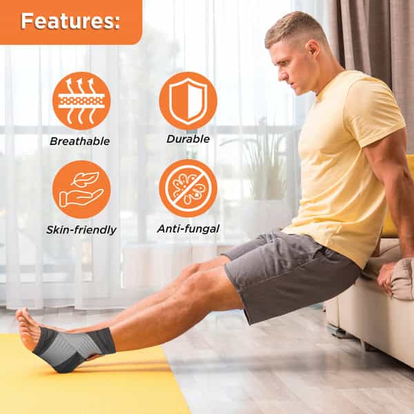 Vissco Ankler | 2 In 1 Anklet + Binder | Provides Support & Stability To The Ankle - Medium (Grey)