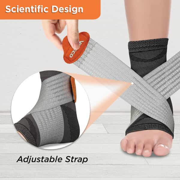 Vissco Ankler | 2 In 1 Anklet + Binder | Provides Support & Stability To The Ankle - Medium (Grey)